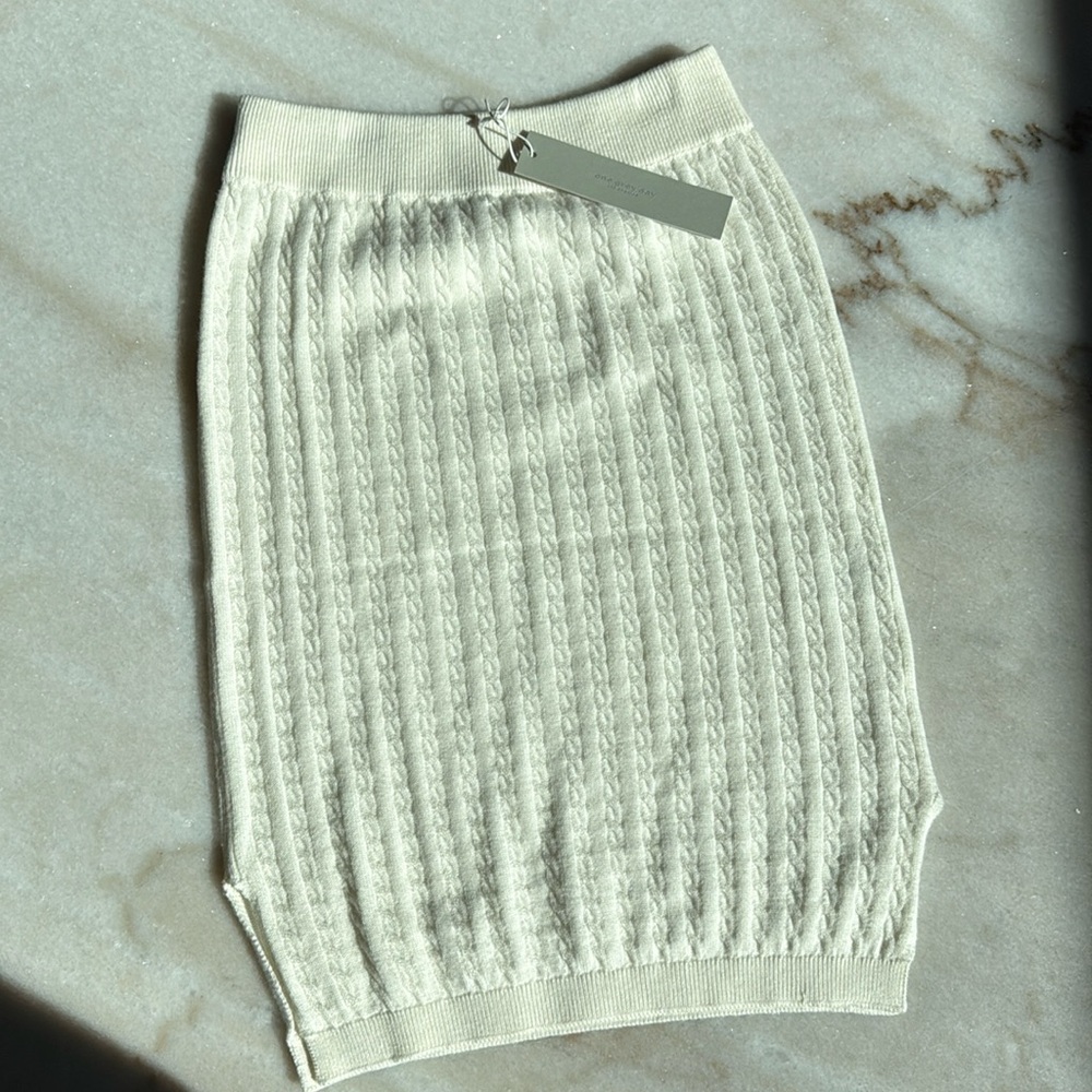 One Grey Day cable knit mini midi silk blend skirt NWT